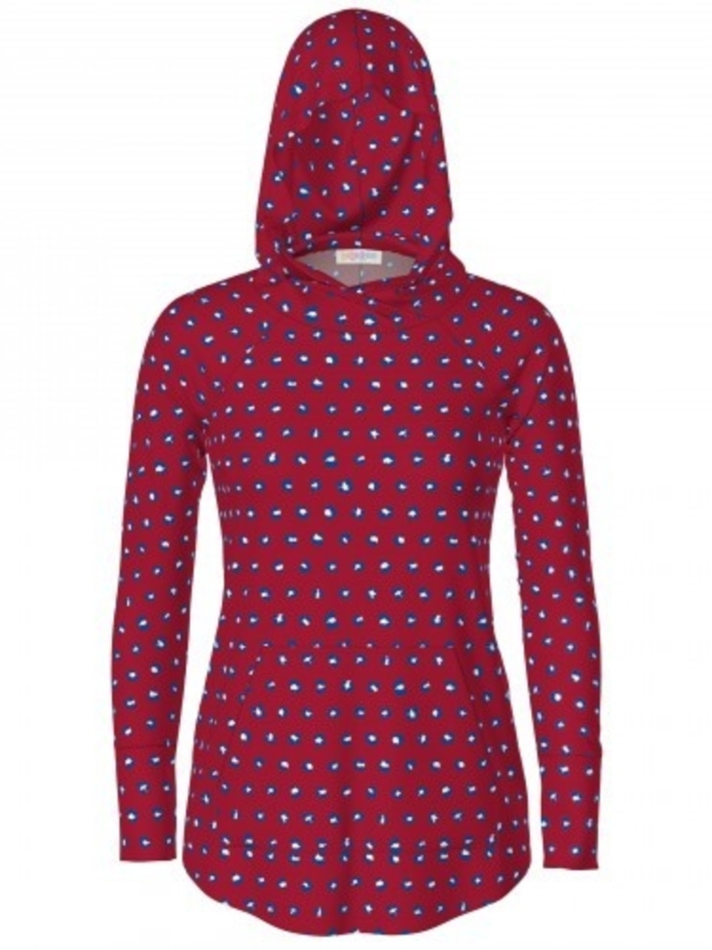 LuLaRoe Red Amber Hoodie With Blie And White Print